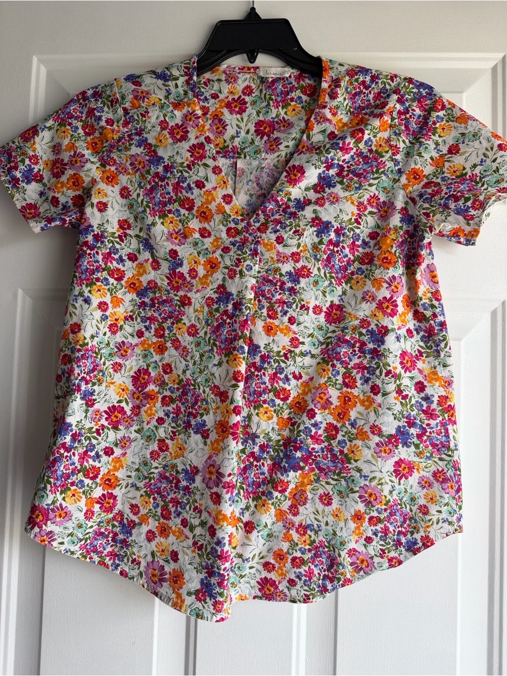 Les Amis Floral Cotton Blend Top - Multicolor
